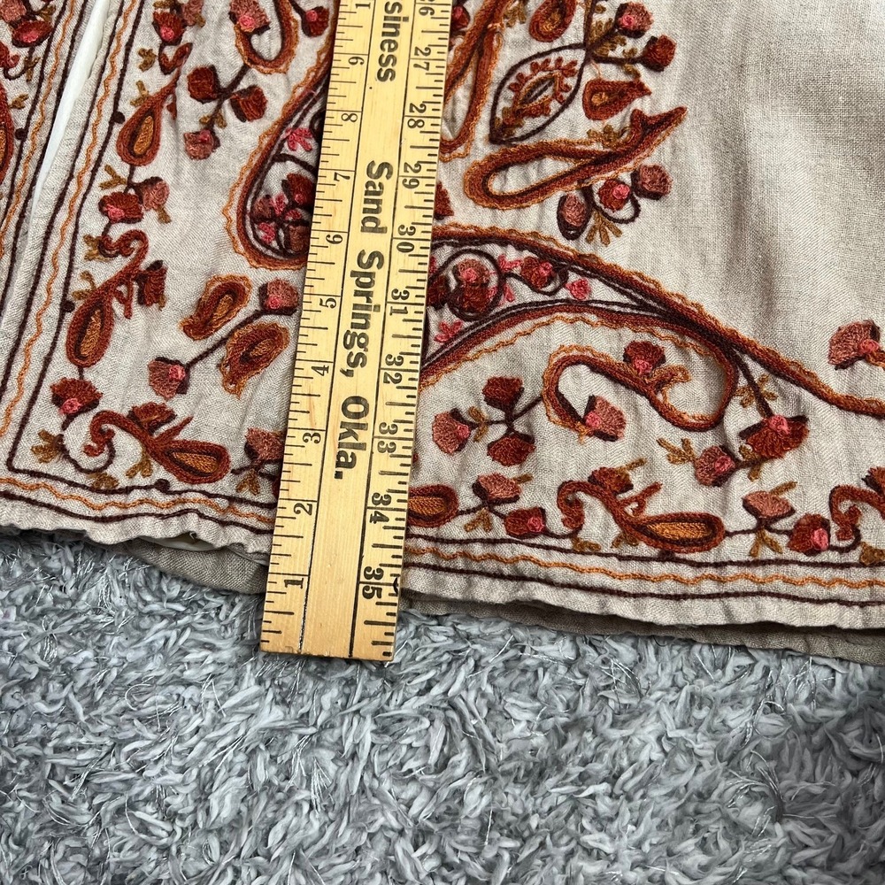 VTG Soft Surroundings XL Embroidered 100% Linen Lined Kimono Jacket Coat Paisley - Picture 5 of 14